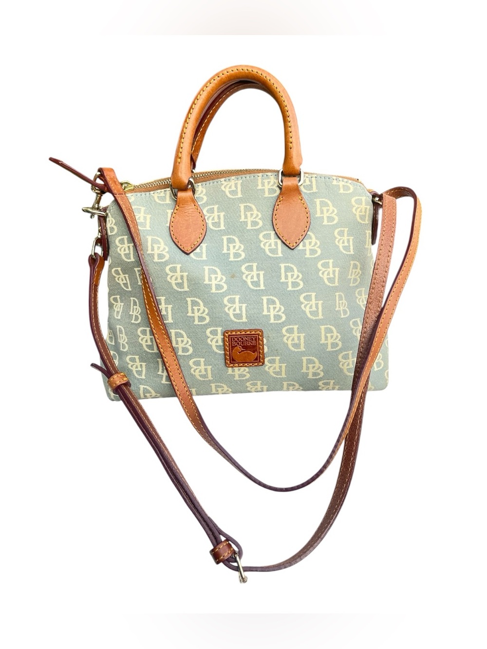 Dooney & Bourke Gretta Geena Satchel Monogram Crossbody Bag Slate Seafoam